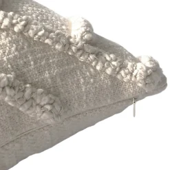 Sale GoodHome Housse de coussin en coton tufté Saline blanc cassé l.45 x H.45cm