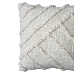 Sale GoodHome Housse de coussin en coton tufté Saline blanc cassé l.45 x H.45cm