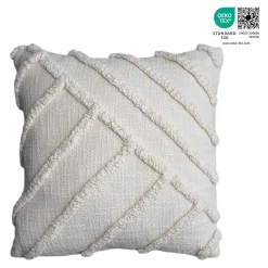 Sale GoodHome Housse de coussin en coton tufté Saline blanc cassé l.45 x H.45cm