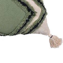 Sale Deko & Co Housse de coussin en coton tufté imprimé berbère vert, beige, noir L.45 x l.45cm