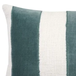 GoodHome Housse de coussin en coton Kolar rayures vert et blanc l.50 x H.30cm* Housse De Coussin|Housse De Coussin