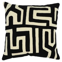GoodHome Housse de coussin en coton Manado imprimé géométrique noir et blanc l.45 x H.45cm* Housse De Coussin|Housse De Coussin