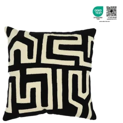 GoodHome Housse de coussin en coton Manado imprimé géométrique noir et blanc l.45 x H.45cm* Housse De Coussin|Housse De Coussin