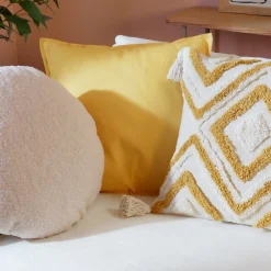 Best GoodHome Housse de coussin en lin Ambala beige lin l.45 x H.45cm