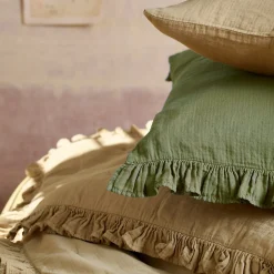 Best Linnea Housse de coussin en mousseline de coton volant central 40x60 cm cm ELZA vert mousse