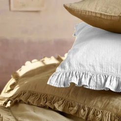 Best Linnea Housse de coussin en mousseline de coton volant central 45x45 cm cm ELZA blanc neige
