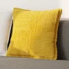 Discount GoodHome Housse de coussin en velours cotelé Galwey jaune ocre l.45 x H.45cm