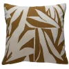 Deko & Co Housse de coussin feuillage blanc et ocre L.45 x l.45cm* Housse De Coussin|Housse De Coussin