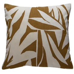 Deko & Co Housse de coussin feuillage blanc et ocre L.45 x l.45cm* Housse De Coussin|Housse De Coussin