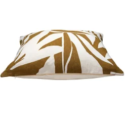 Deko & Co Housse de coussin feuillage blanc et ocre L.45 x l.45cm* Housse De Coussin|Housse De Coussin