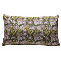 Deko & Co Housse de coussin fleuri liberty vert et violet 30 x 50cm Flora,* Housse De Coussin|Housse De Coussin