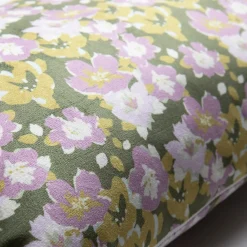 Deko & Co Housse de coussin fleuri liberty vert et violet 30 x 50cm Flora,* Housse De Coussin|Housse De Coussin