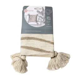 Deko & Co Housse de coussin jacquard beige et blanc L.45 x l.45cm* Housse De Coussin|Housse De Coussin
