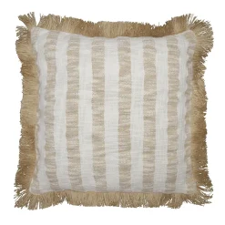 Ornami Housse de coussin Kamea coton et jute rayé à franges beige L.45 x l.45cm* Housse De Coussin|Housse De Coussin