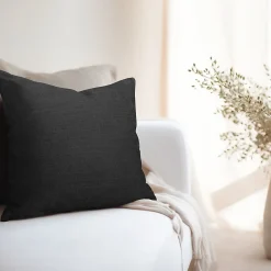 Online GoodHome Housse de coussin Pahea gris foncé l.45 x H.45cm