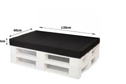 Setgarden Housse de coussin pour palette de dimensions 120x60x10cm housse de coussin avec fermeture éclair taie d'oreiller noir* Coussin Palette