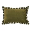 Online Ornami Housse de coussin uni vert à volants 30 x 50