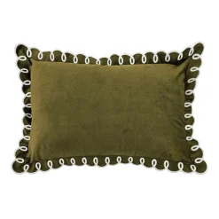 Online Ornami Housse de coussin uni vert à volants 30 x 50