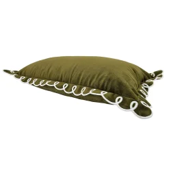 Online Ornami Housse de coussin uni vert à volants 30 x 50
