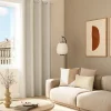 Outlet GoodHome Housse de coussin velours cotelé Akola blanc cassé l.50 x H.30cm