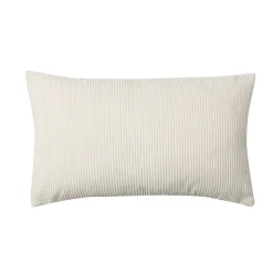 Outlet GoodHome Housse de coussin velours cotelé Akola blanc cassé l.50 x H.30cm