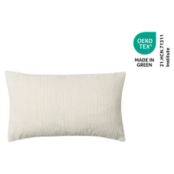 Outlet GoodHome Housse de coussin velours cotelé Akola blanc cassé l.50 x H.30cm