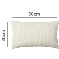 Outlet GoodHome Housse de coussin velours cotelé Akola blanc cassé l.50 x H.30cm