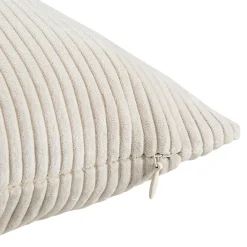 Outlet GoodHome Housse de coussin velours cotelé Akola blanc cassé l.50 x H.30cm