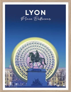Sale Dada Art Image encadrée Lyon place Bellecour l.30 x H.40cm