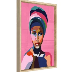 Best CM Creation Image encadrée portrait de femme rose l.43 x L.53 cm
