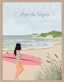 Online Dada Art Image encadrée Surf cadre en bois 30x40 cm