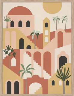 Outlet Dada Art Image encadrée village oriental l.30 x H.40 cm