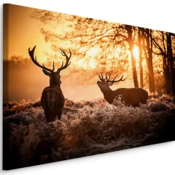 Online Muralo Image Sur Toile CERF Lever du Soleil 3D 120cm x 80cm - Parfait pour décorer votre salon, chambre ou bureau avec un design unique