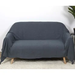 The Home Deco Factory Jeté de canapé en coton gaufré 170x250 cm Gris anthracite* Plaid
