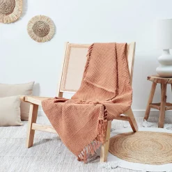 The Home Deco Factory Jeté de canapé en coton gaufré 170x250 cm* Plaid Canapé|Plaid