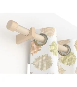 Autres Kit barre à rideaux, bois brut, D28 mm, longueur 1,80 m avec supports, embouts bouchon* Tringle À Rideau À Composer