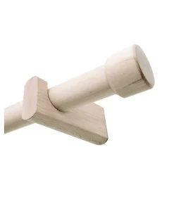 Autres Kit barre à rideaux, bois brut, D28 mm, longueur 1,80 m avec supports, embouts bouchon* Tringle À Rideau À Composer