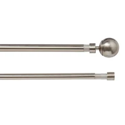 Discount GoodHome Kit de tringle à rideau double extensible embout boule Athens , 120/210 cm, Ø16/19mm gris