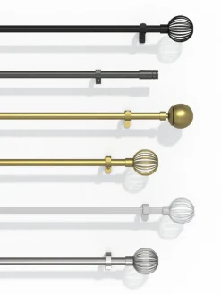 Best GoodHome Kit de tringle à rideau extensible embout bouchon Athens 120/210 cm, Ø19mm gris