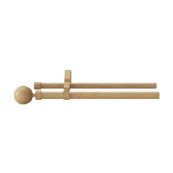 Best GoodHome Kit de tringle à rideau extensible double embout boule Syros effet chêne 200/330 cm Ø16/19mm