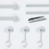 Boulet Kit de tringle à rideaux Blanc 300cm Diam.20mm Embout Boule - Fixation Mur -* Kit De Barre De Rideau