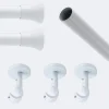 Boulet Kit de tringle à rideaux Blanc 250cm Diam.20mm Embout Pommeau - Fixation Plafond -* Kit De Barre De Rideau