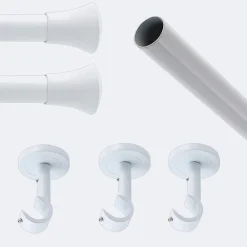 Boulet Kit de tringle à rideaux Blanc 250cm Diam.20mm Embout Pommeau - Fixation Plafond -* Kit De Barre De Rideau