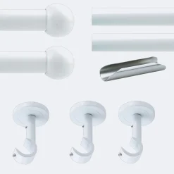 Best Boulet Kit de tringle à rideaux Blanc 300cm Diam.20mm Embout Boule - Fixation Plafond -