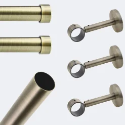 Boulet Kit de tringle à rideaux Bronze 250cm Diam.28mm Embout Capuchon - Fixation Mur -* Kit De Barre De Rideau