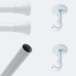 Outlet Boulet Kit de tringle à rideaux Blanc 150cm Diam.20mm Embout Pommeau - Fixation Plafond -