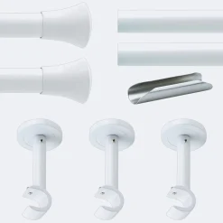 Boulet Kit de tringle à rideaux Blanc 300cm Diam.20mm Embout Pommeau - Fixation Mur -* Kit De Barre De Rideau
