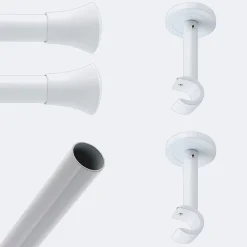 Best Boulet Kit de tringle à rideaux Blanc 150cm Diam.20mm Embout Pommeau - Fixation Mur -