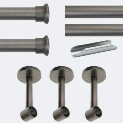 Hot Boulet Kit de tringle à rideaux Carbone 300cm Diam.20mm Embout Chapeau - Fixation Mur -