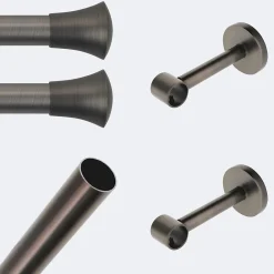 Boulet Kit de tringle à rideaux Carbone 150cm Diam.20mm Embout Pommeau - Fixation Mur -* Kit De Barre De Rideau
